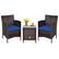 Front. Costway - Outdoor 3 PCS Rattan Wicker Furniture Sets Chairs Coffee Table Garden - Navy.