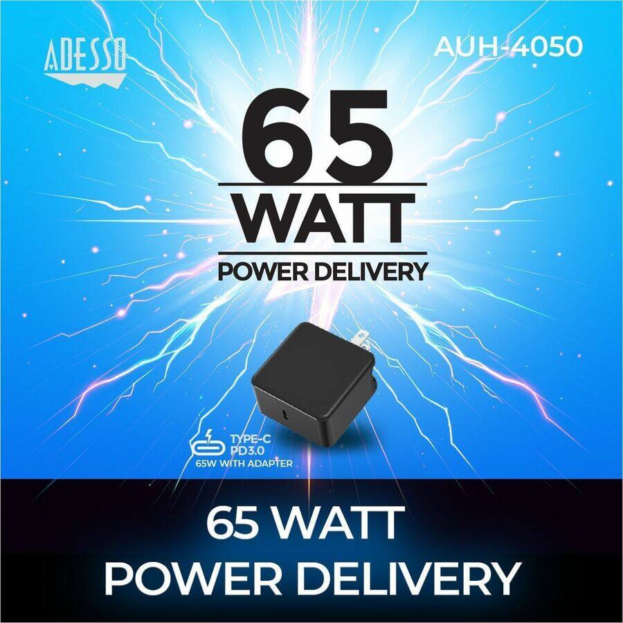 ADESSO AUH4050  
65 WATT POWER DELIVERY  
TYPE-C PD3.0  
65W WITH ADAPTER