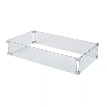Front. Fire Sense - Tempered Glass Wind Guard for Rectangle LPG Fire Pits - Clear.