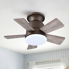 Parrot Uncle - 24 in. Integrated LED Flush Mount Ceiling Fan with Light and Remote - Bronze