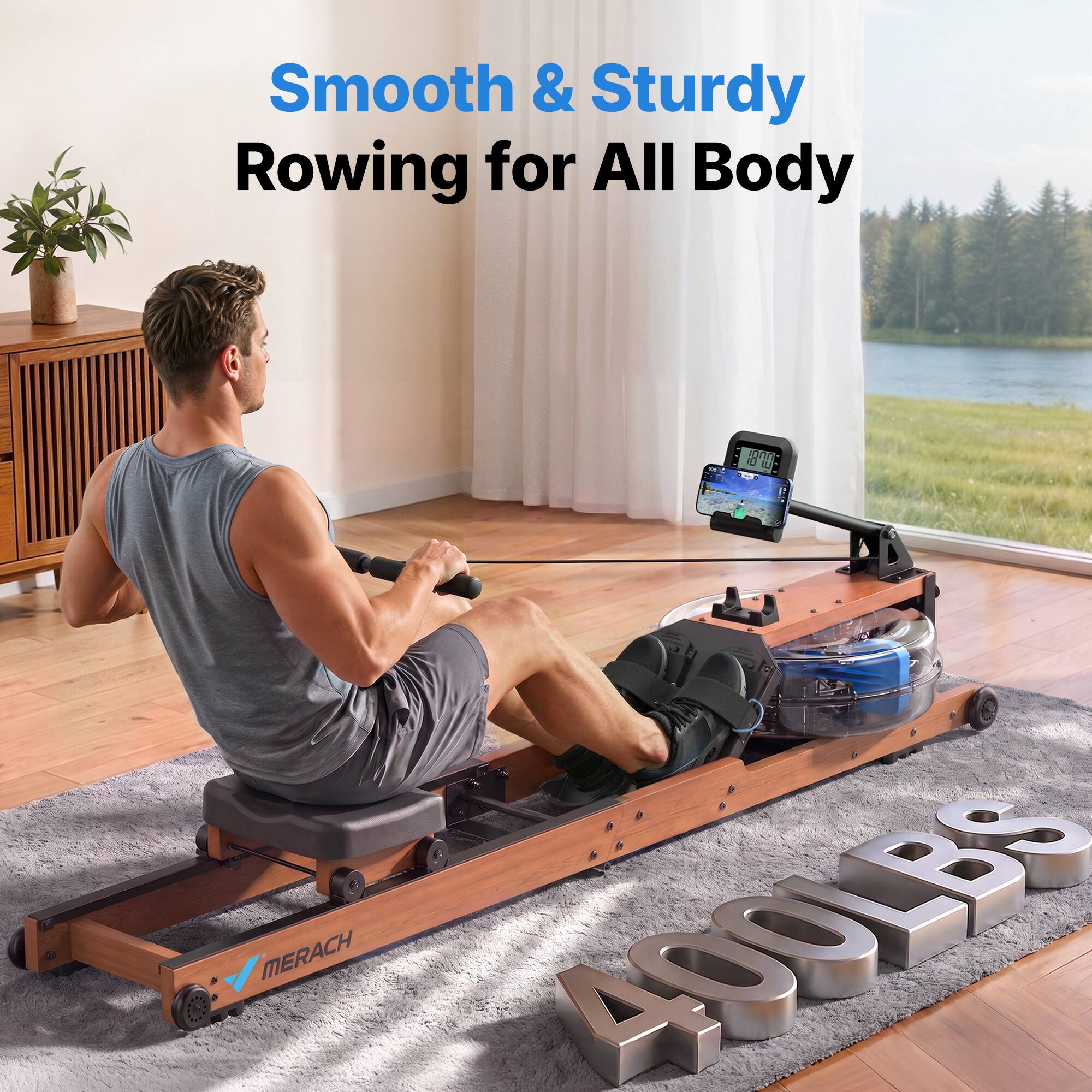 Smooth & Sturdy Rowing for All Body  
MERACH 400LBS