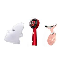 Pursonic - The Ultimate LED Rejuvenation Trio: 7-in-1 LED Therapy Face Mask, 7-in-1 Sculpting Wand, & LED Light Scalp Brush