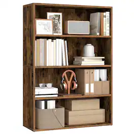 Songmics Home - CUSTOS Collection - Bookshelf, 4-Tier Bookcase, Book Shelf, Open Storage Shelf,for Living Room, Home Office - Rustic Brown