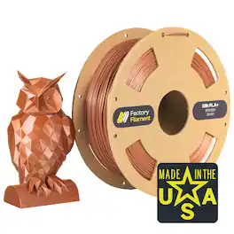 Factory Filament - 1.75mm PLA 3D Printer Filament, 1 KG Spool, Dimensional Accuracy +/- 0.02 mm, 3D Printing Filament - Silk Copper