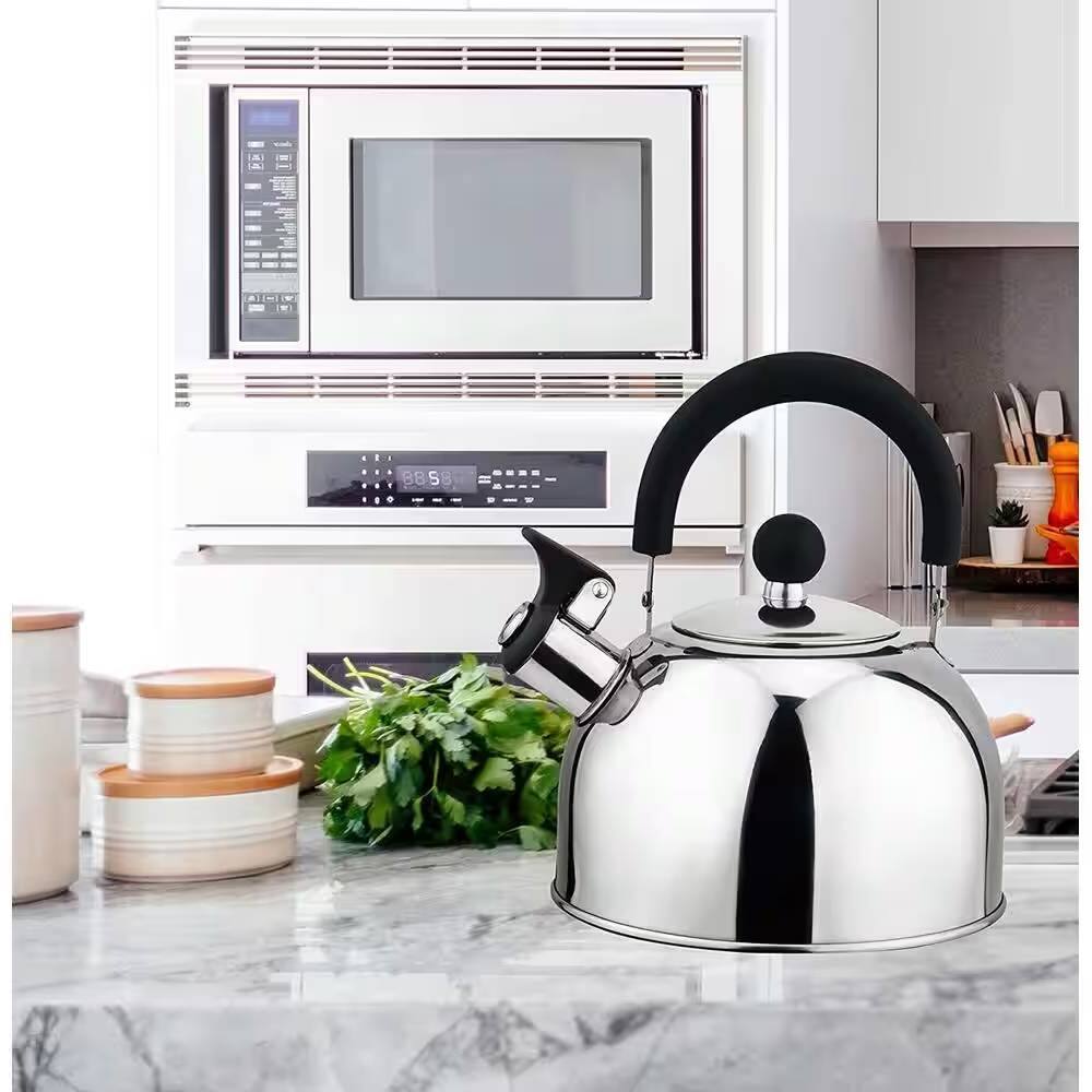 Angle. SlickBlue - Stainless Steel 2.5 Qt Whistling Teapot Kettle with Cool-Touch Handle - Silver.