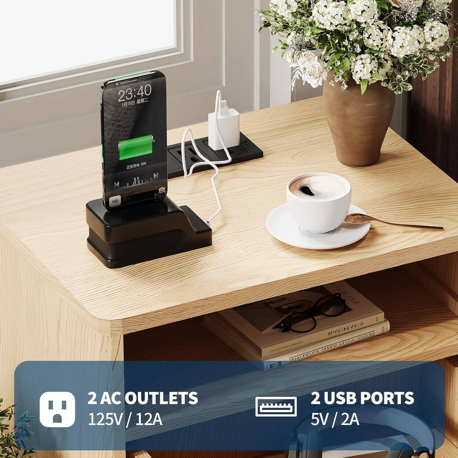 2 AC OUTLETS  
125V / 12A  

2 USB PORTS  
5V / 2A