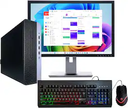 HP - Refurbished Excellent - ProDesk 600G4 Desktop Computer-Hexa Intel i5 (3.0)-16GB DDR4 RAM-250GB NVMe+500GB SSD-22" LCD-Kybd & Mse -Win 11 Pro - Black