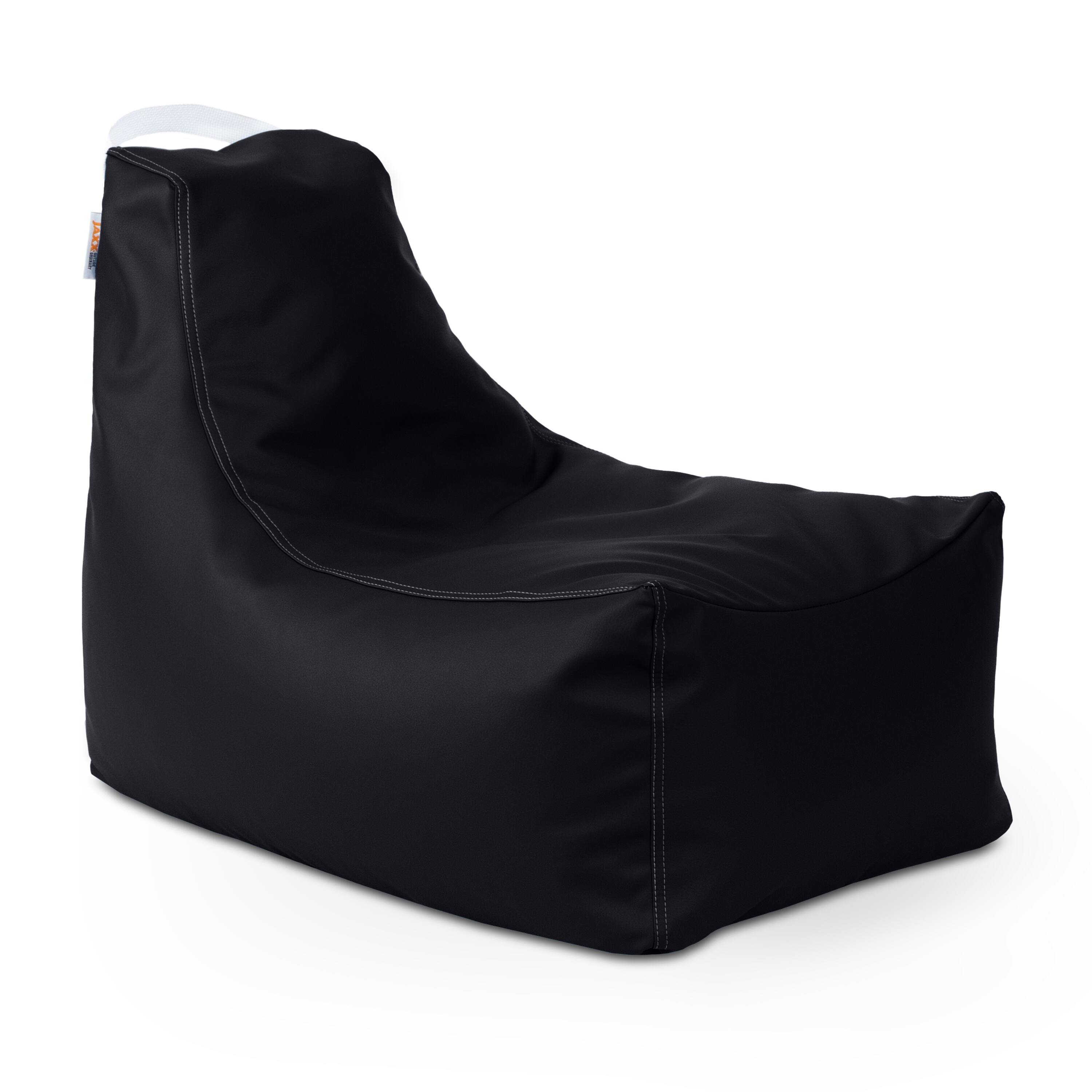Back. Jaxx - Jaxx Pezzi Jr Kids Classroom Bean Bag Chair, Premium Vinyl, Black - Black.