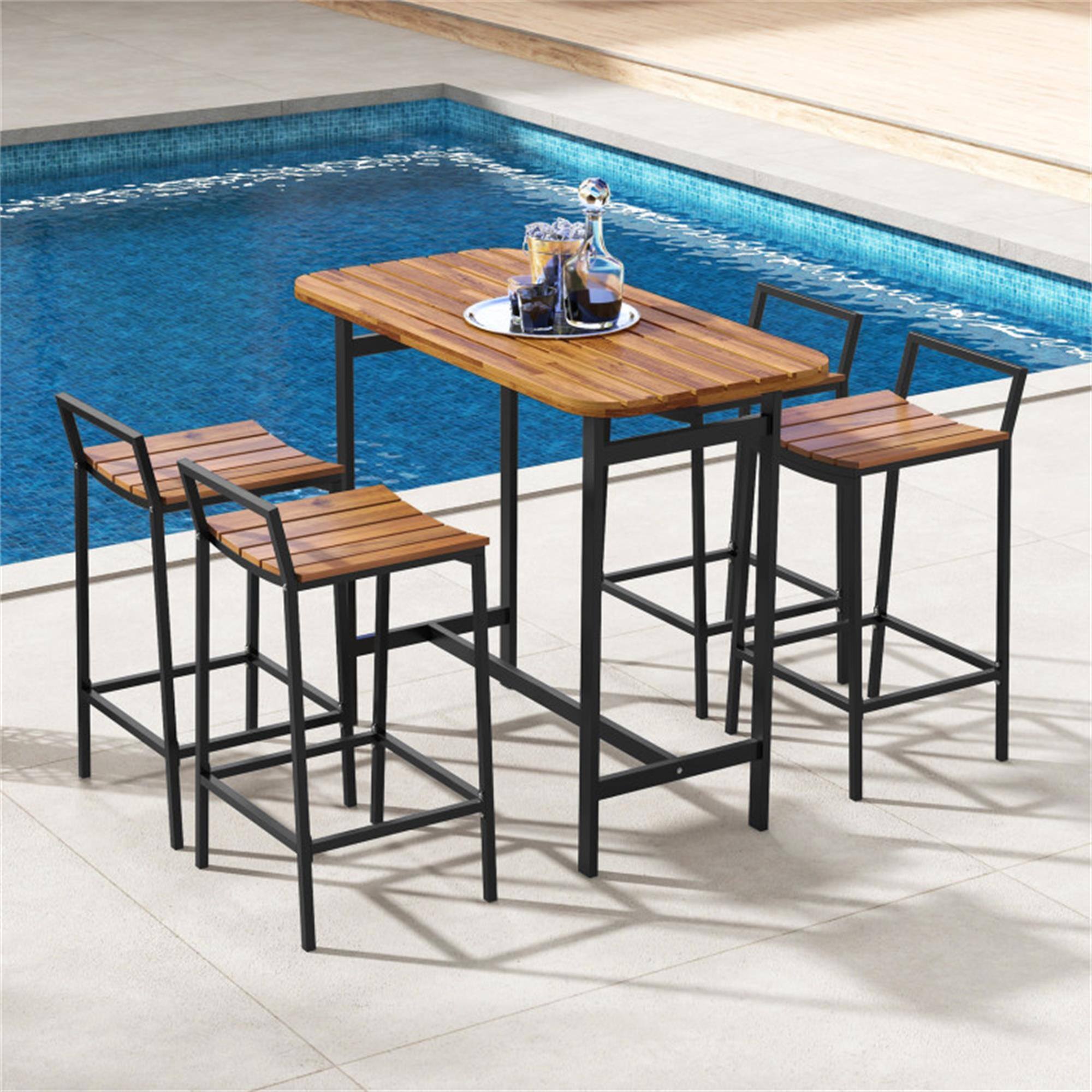 Alt View 1. Boyel Living - Acacia Brown 5Piece Acacia Wood Dining Set Acacia Wood Construction - Brown.