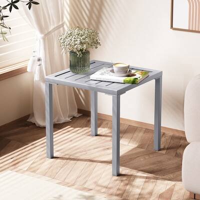Alt View 6. Crestlive Products - Crestlive Products 2pc 16in Aluminum Patio Side Square Outdoor End Table - Gray.