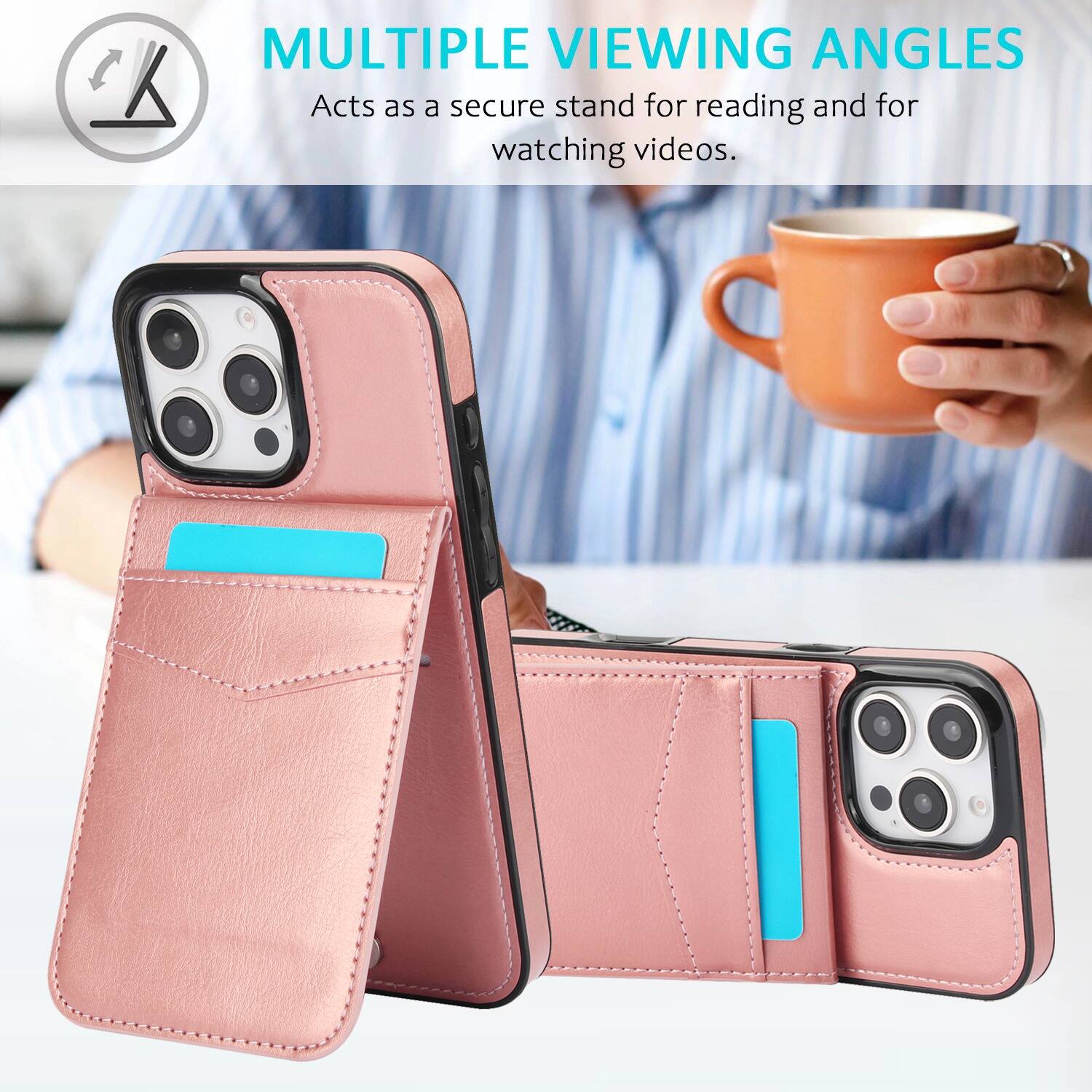 MULTIPLE VIEWING ANGLES  
Acts as a secure stand for reading and for watching videos.