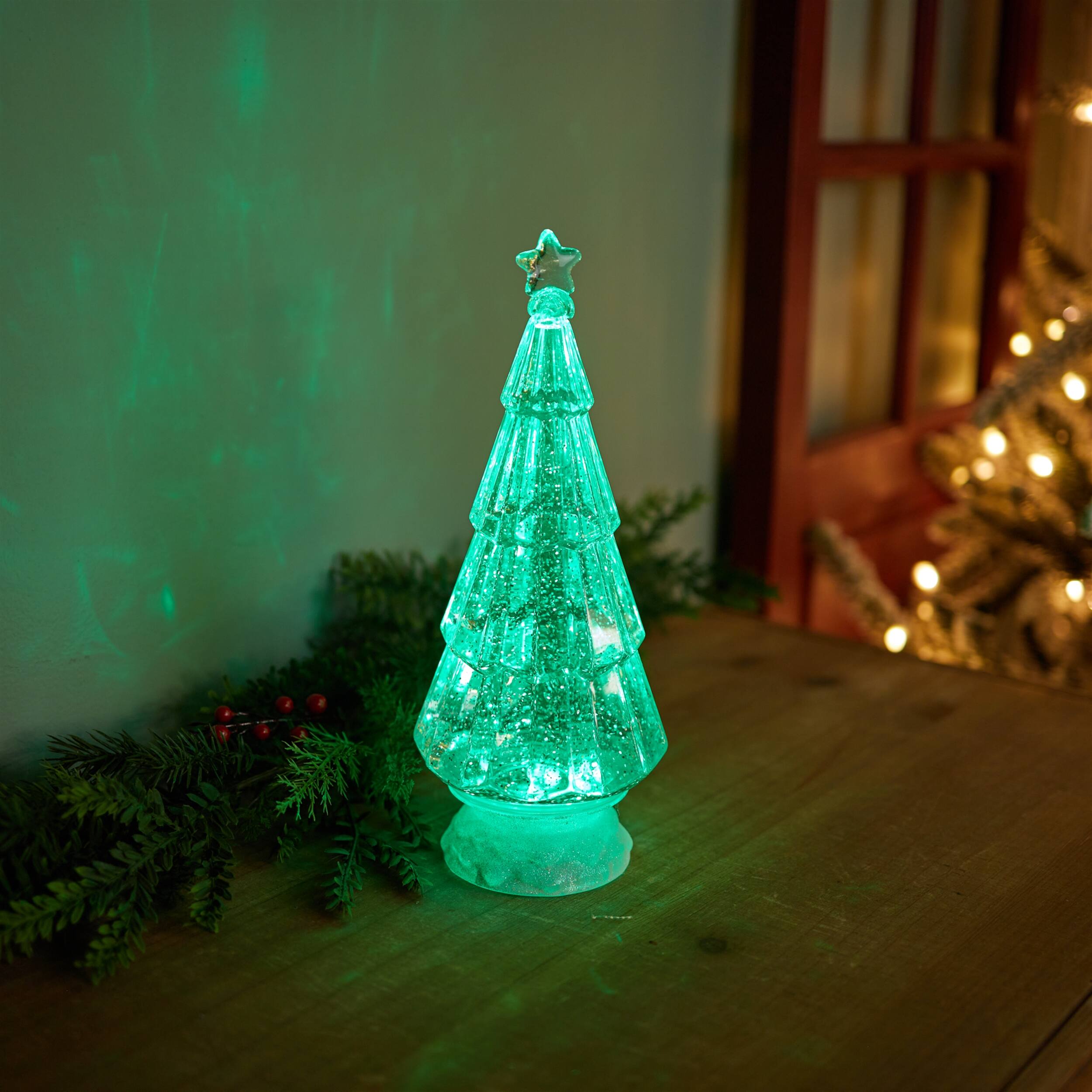 Alt View 1. BreeBe - Green LED Christmas Tree 12"H - Green.