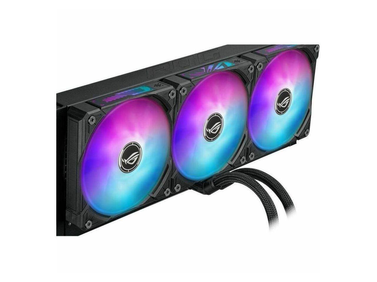 Alt View 6. ASUS - ASUS ROG RYUO IV SLC 360 ARGB AIO CPU Cooler, Short Tubing, 6.67" AMOLED Display - Black.