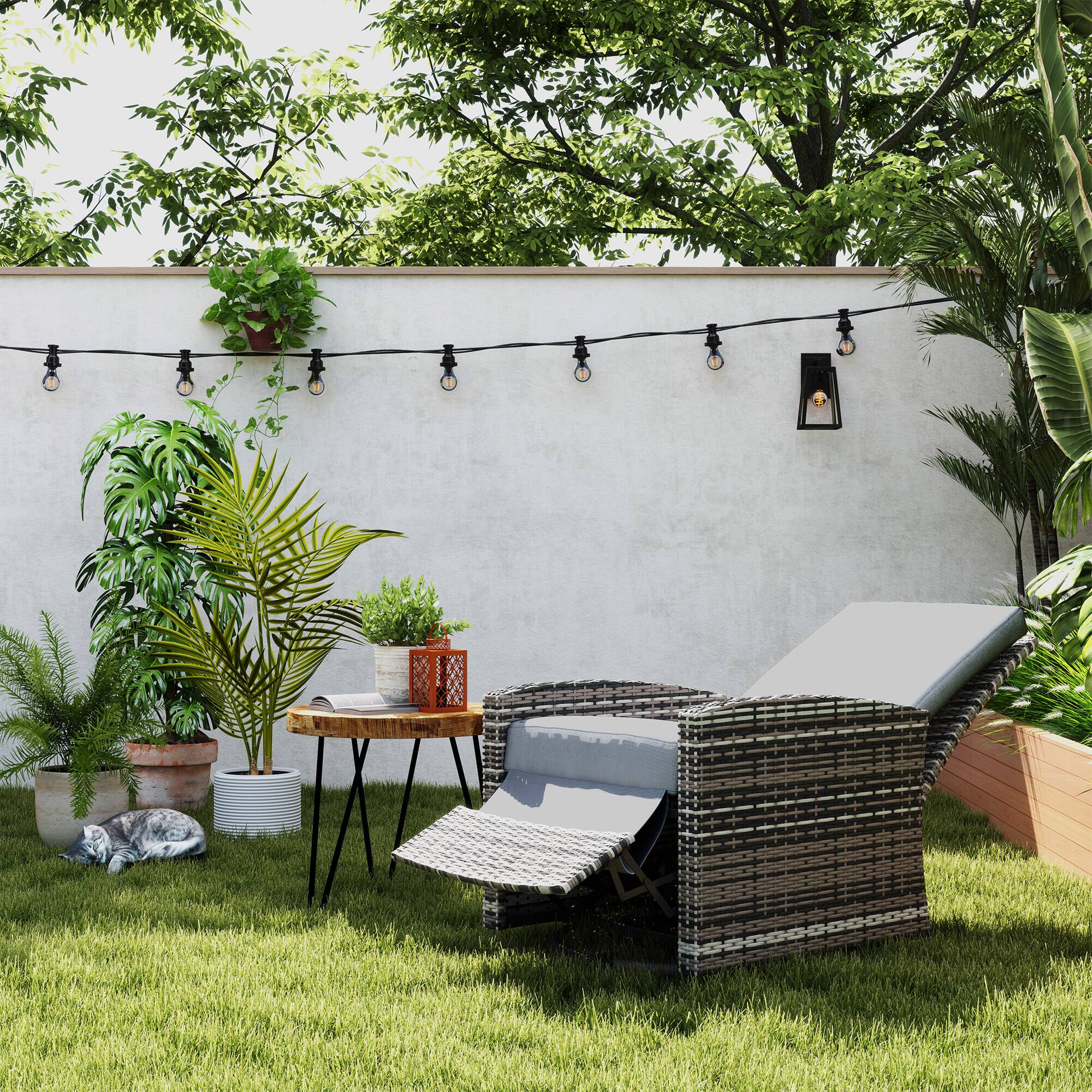 Alt View 1. Outsunny - Outdoor Wicker Swivel Recliner Chair, Reclining Backrest, Lifting Footrest, 360° Rotating Basic, Water Resistant - grey.