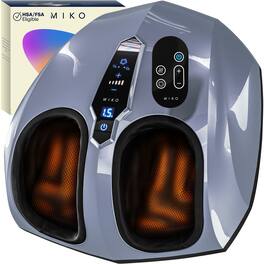 Miko - Shiatsu Foot Massager with Heat, Air Compression, Vibration, LCD Display, 5 Pressure Levels, Wireless Remotes - Charcoal