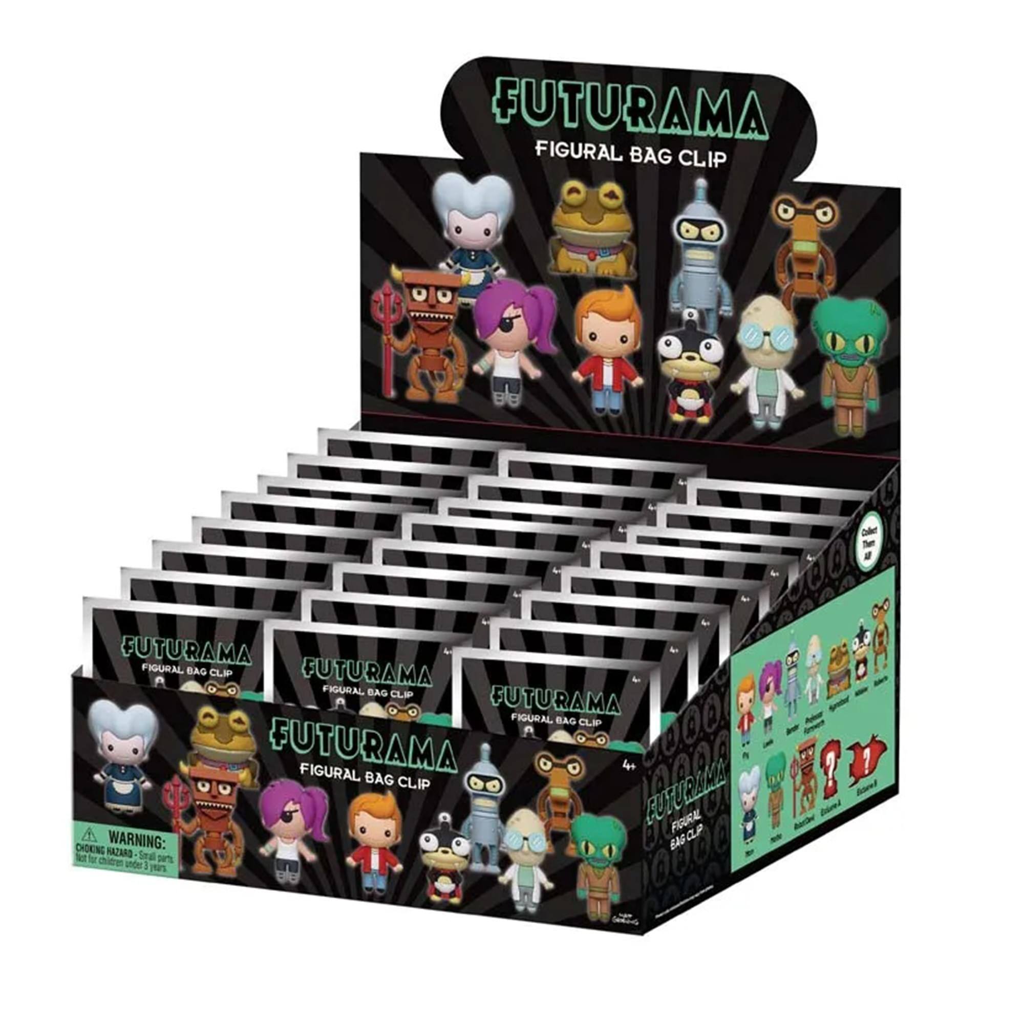 FUTURAMA FIGURAL BAG CLIP  
FUTURAMA FIGURAL BAG CLIP  
FUTURAMA FIGURAL BAG CLIP  
FUTURAMA FIGURAL BAG CLIP  
FUTURAMA FIGURAL 4+ BAG CLIP  

WARNING: CHOKING HAZARD - Small parts. Not for children under 3 years.