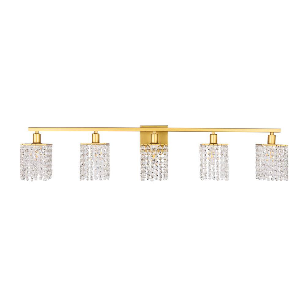 Alt View 6. Living District - Phineas 5 light Brass and Clear Crystals wall sconce - Brass And Clear Crystals.