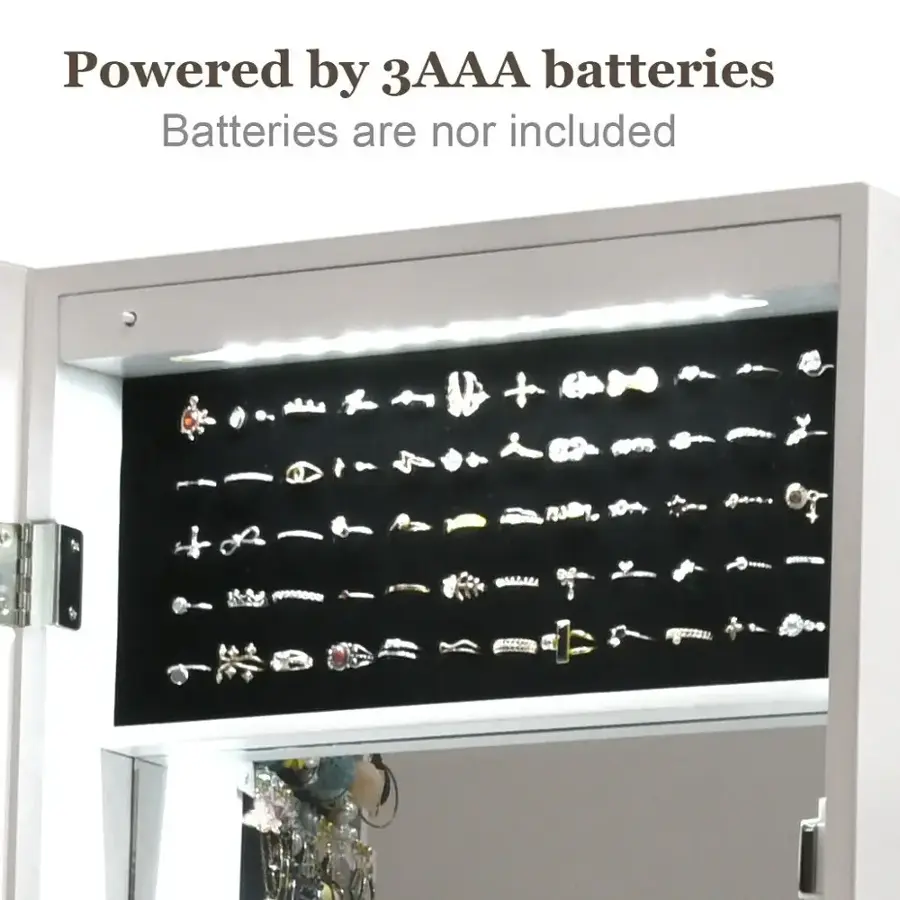 The text on the image reads "Powered by 3AA batteries Batteries are nor included."