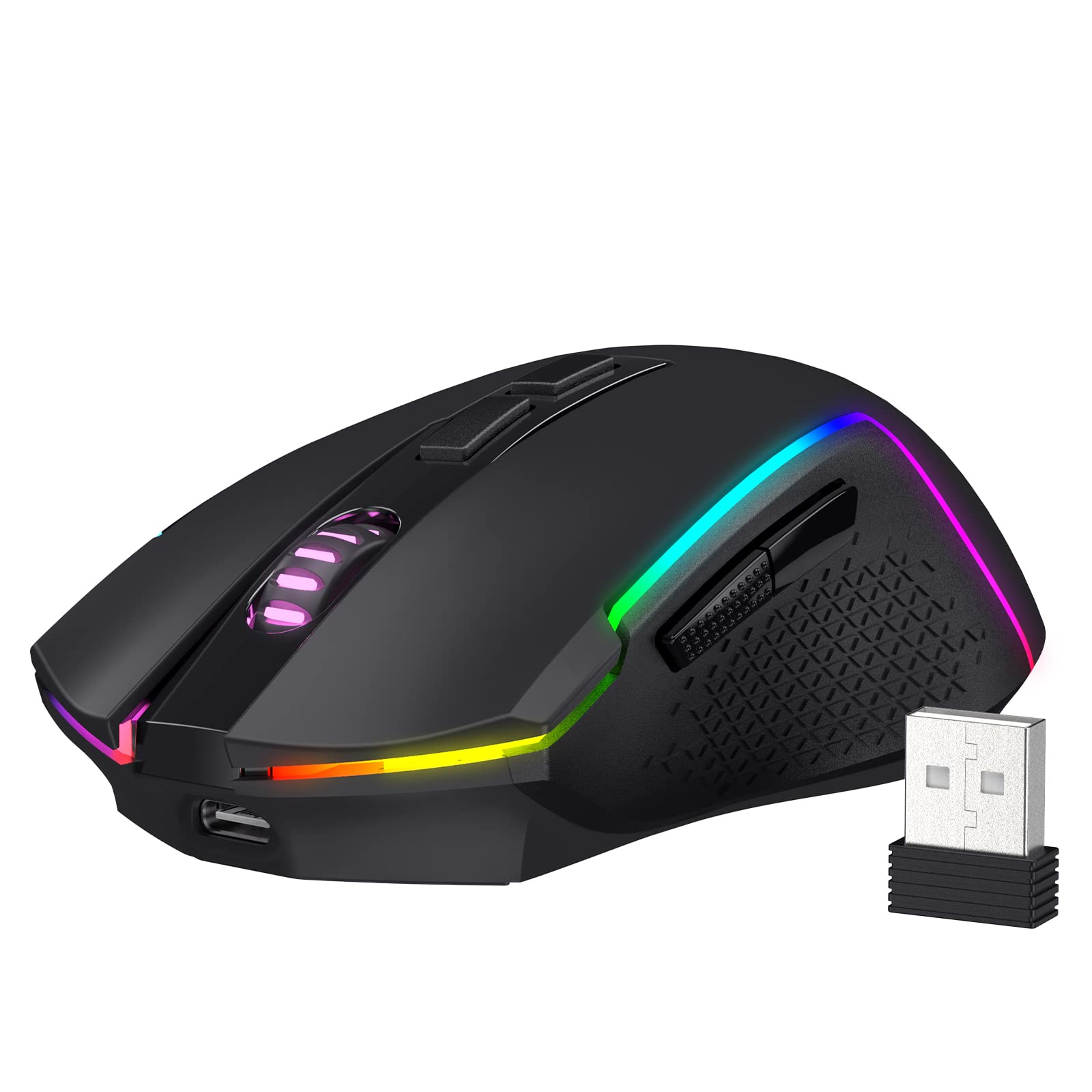Alt View 6. PO3TICJUNKI3 - M693 Gaming Mouse Mice W -mode Connection Bt & 4g Macro Buttons Reliable Power Capacity - White.