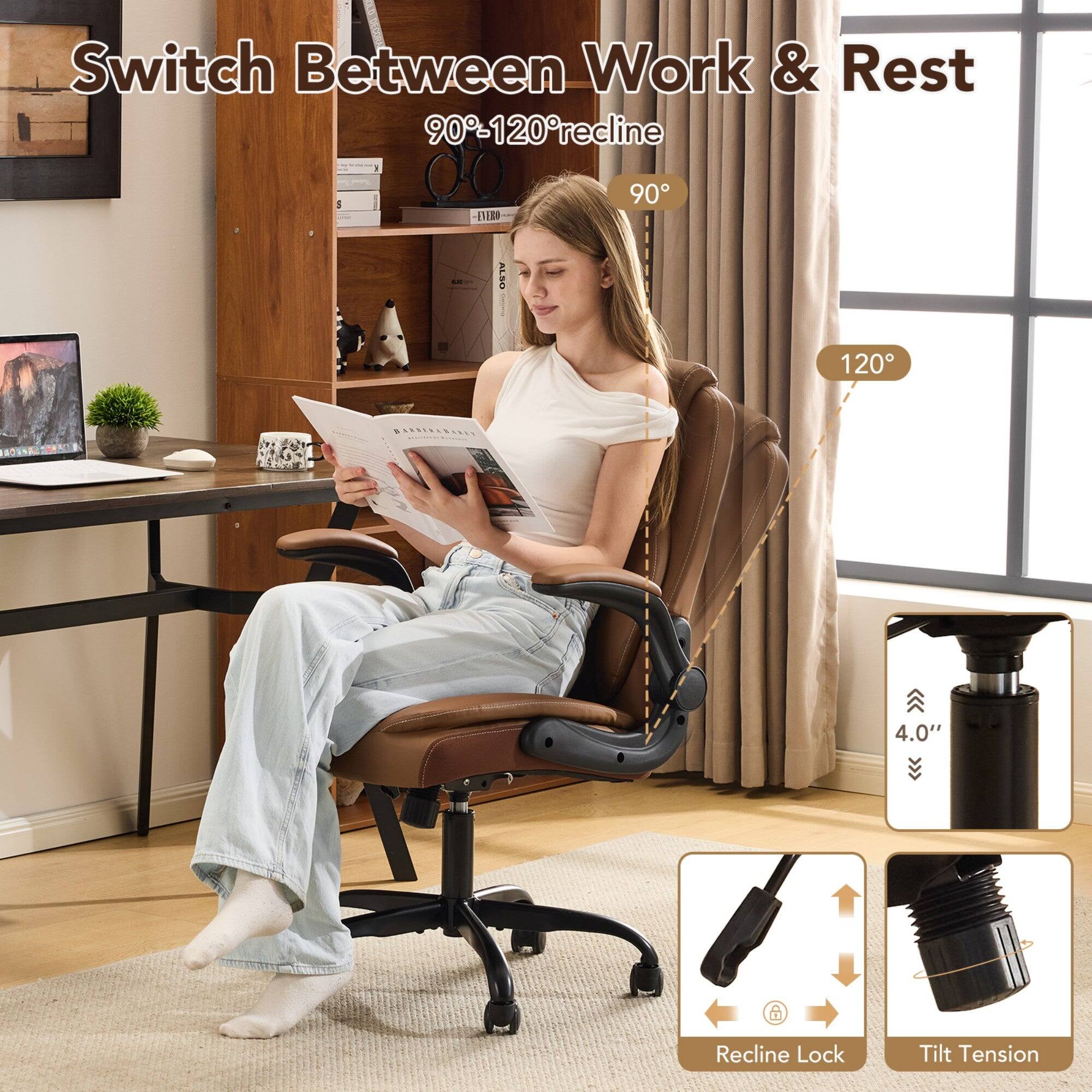 Switch Between Work & Rest  
90°-120° recline  
ALSO 120°  
A Recline Lock Tilt Tension  
4.0"  
Recline Lock  
Tilt Tension
