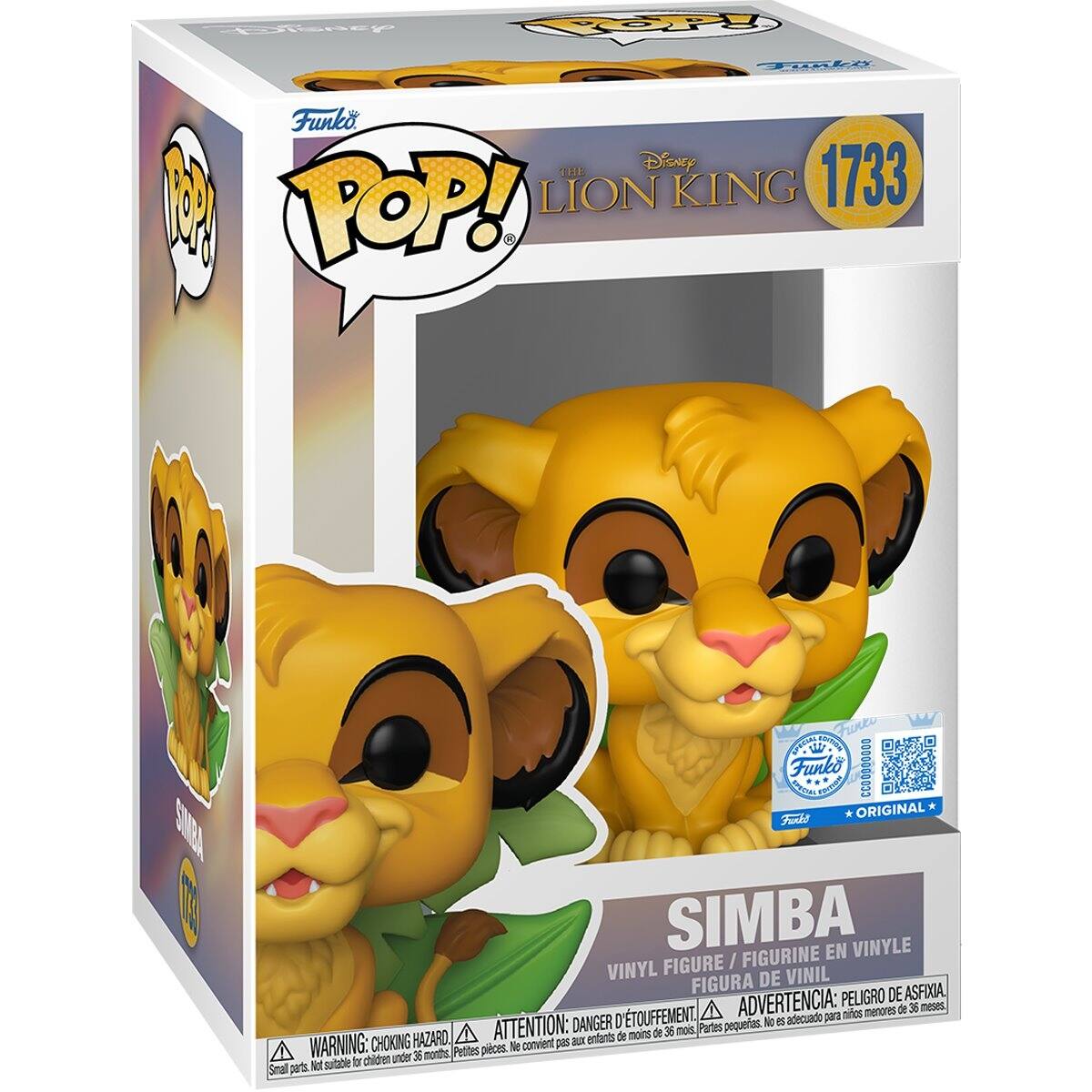 Funko POP! Disney 1733 The Lion King Simba Vinyl Figure / Figurine en Vinyle / Figura de Vinil. WARNING: CHOKING HAZARD - Small parts. Not suitable for children under 3 years. ATTENTION: PELIGRO - Piezas pequeñas. No conviene para niños menores de 36 meses. ADVERTENCIA: DANGER - Petites pièces. Se convient pas pour les enfants de moins de 3 ans.