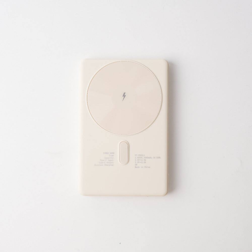 Front. Posh Tech - Slim Magnetic Power Bank - Cream.