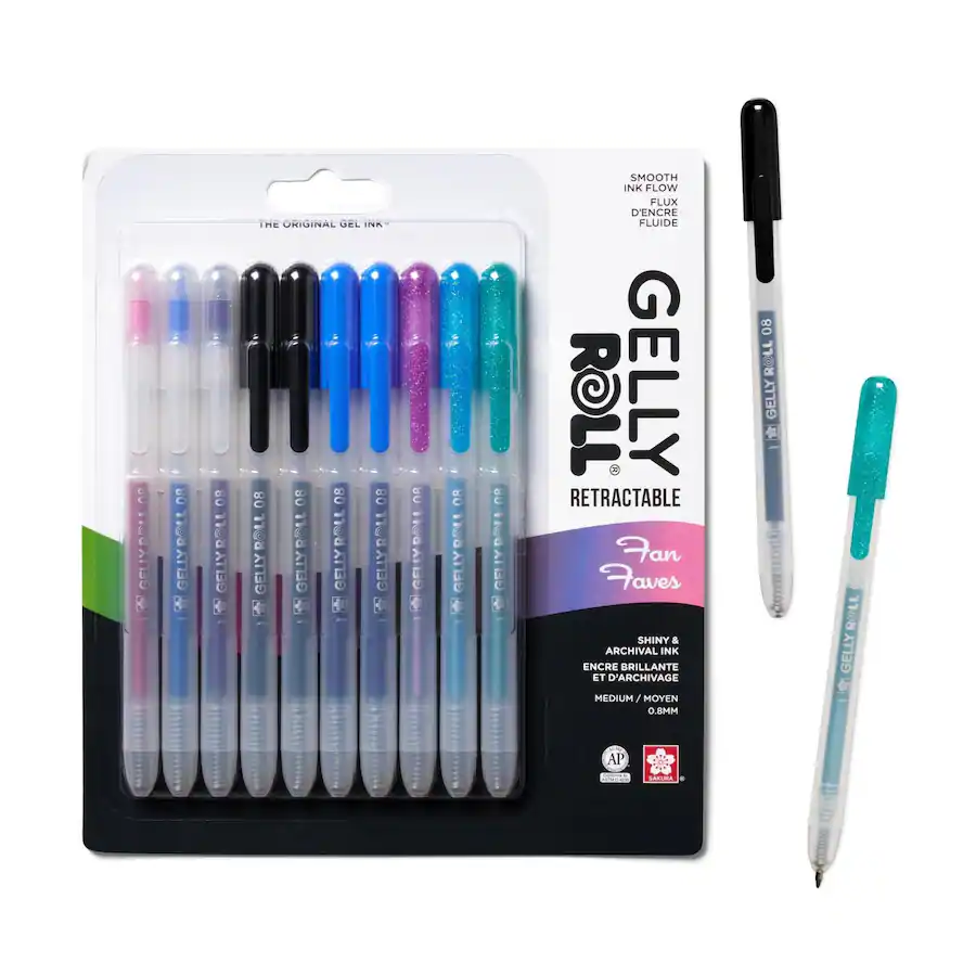 Sparkle Icon Pattern Sakura Gelly Roll Retractable Gel Pens, Sparkle Assorted, 10 Pack ...