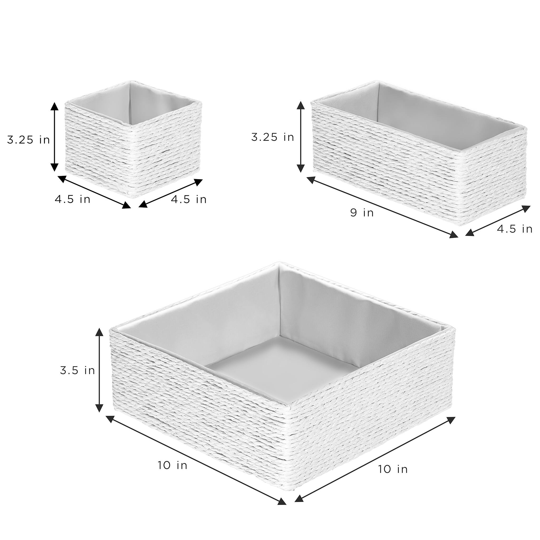 - 3.25 in
- 4.5 in
- 4.5 in
- 9 in
- 4.5 in
- 3.5 in
- 10 in
- 10 in