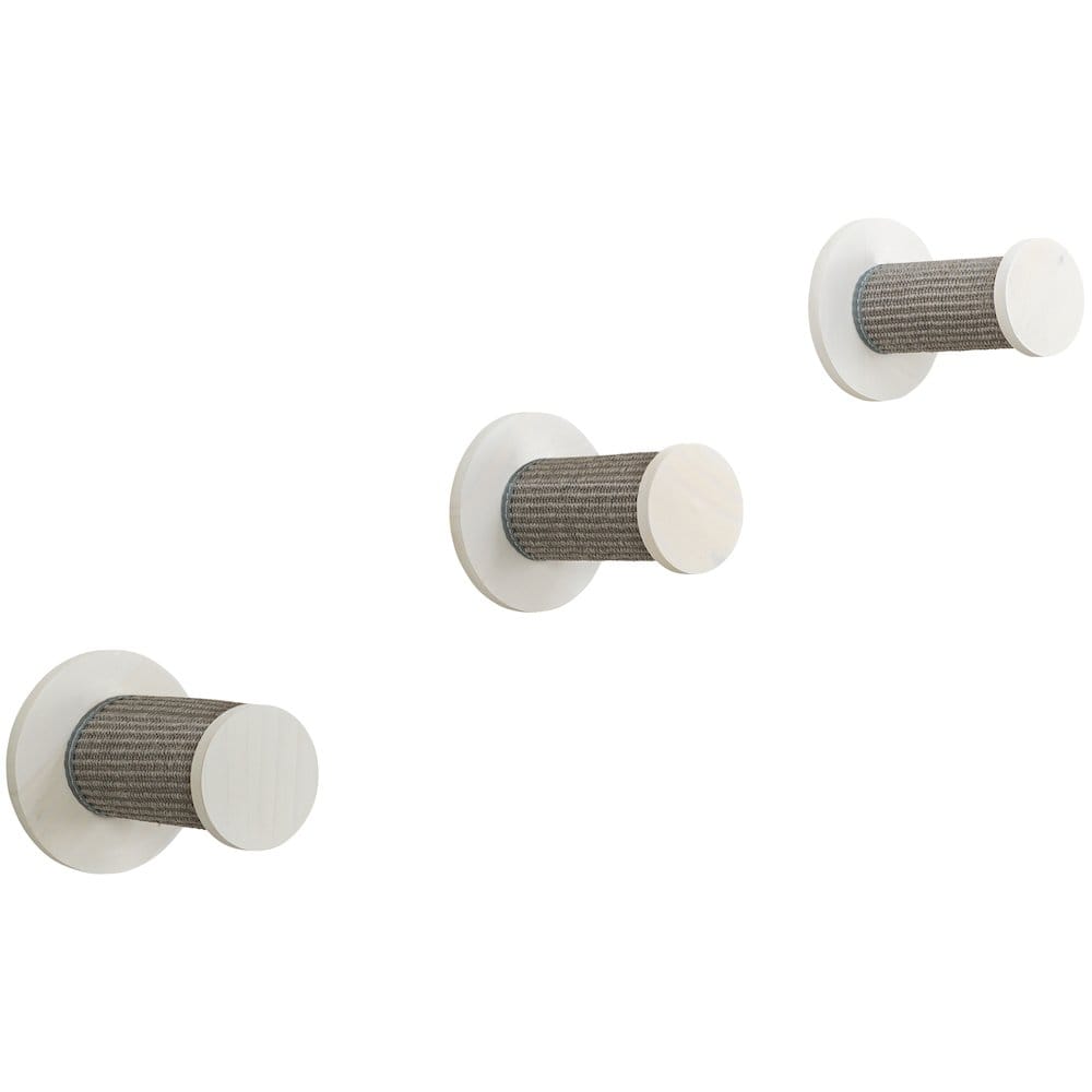 TRIXIE - Wall Set 3 Wall Mounted Sisal Cat Perch System with 3 Scratcher Step - White/Gray