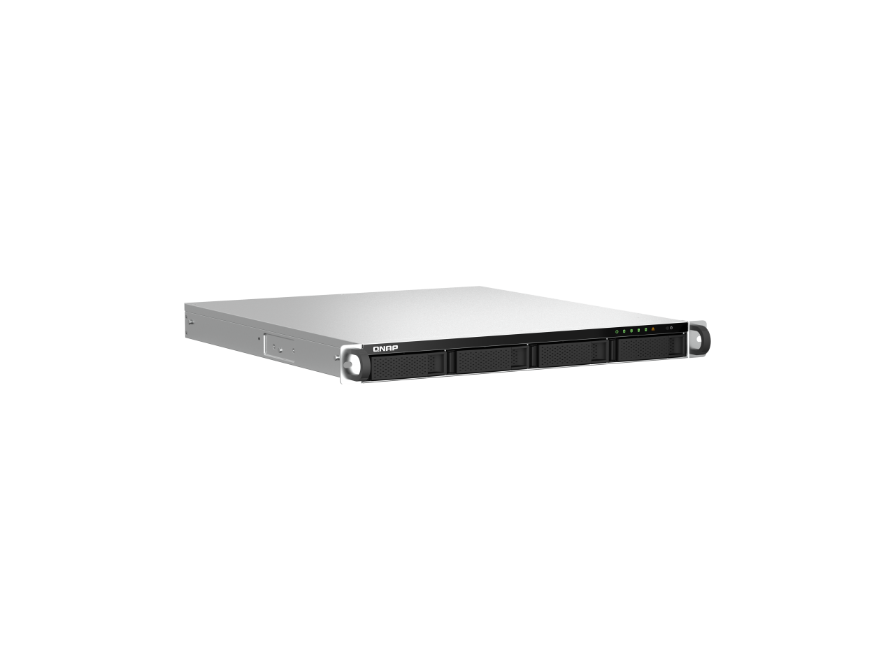 Alt View 2. QNAP - QNAP 1U 4-Bay NAS/iSCSI, Intel N5105/N5095, 8GB RAM, 2.5GbE, 4K HDMI, PCIe Slot, Redundant PSU.