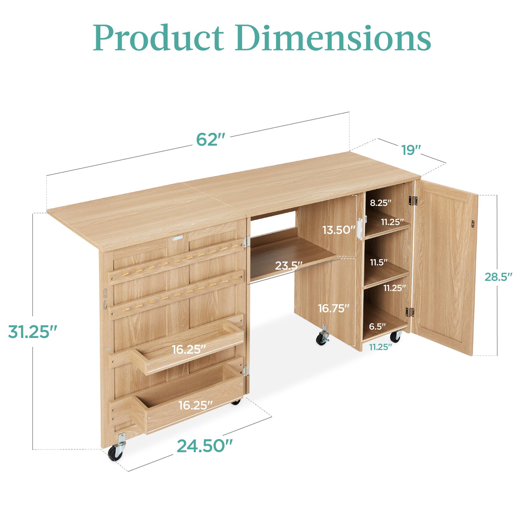 Product Dimensions: 62" x 19" x 8.25" x 13.50" x 11.25" x 23.5" x 11.5" x 11.25" x 28.5" x 16.75" x 31.25" x 16.25" x 6.5" x 11.25" x 16.25" x 24.50"