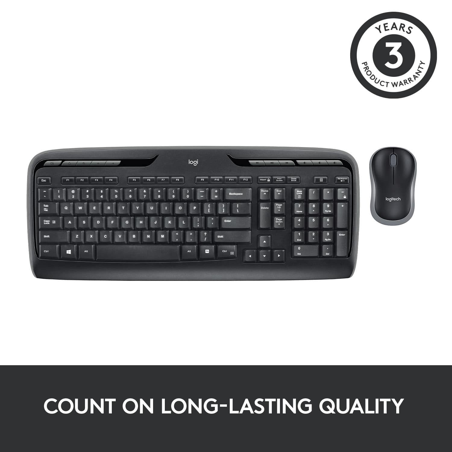 YEARS 3 PRODUCT WARRANTY WARR logitech = COUNT ON LONG-LASTING QUALITY