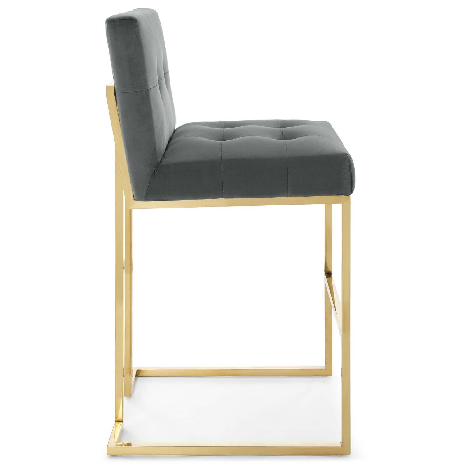 Back. Modway - Privy Gold Stainless Steel Performance Velvet Bar Stool by Modway - Gold Charcoal.