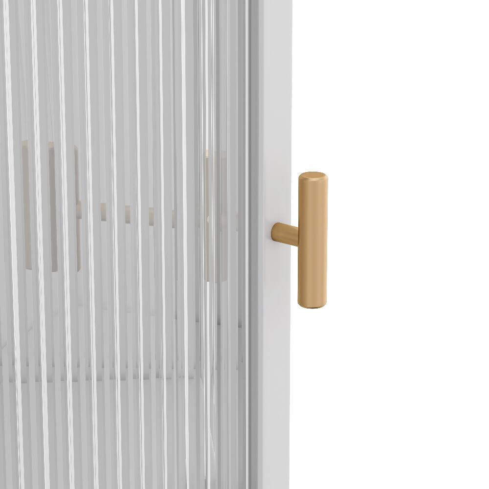 Alt View 9. Loheer - Loheer White Floor Corner Cabinet, Freestanding Metal Storage with Tempered Glass Doors for Bathroom - White.