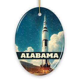 OrnamentallyYou - Retro Alabama Rocket Launch Ornament, NASA Space Center Christmas Gift and Huntsville Souvenir - Multi-colored