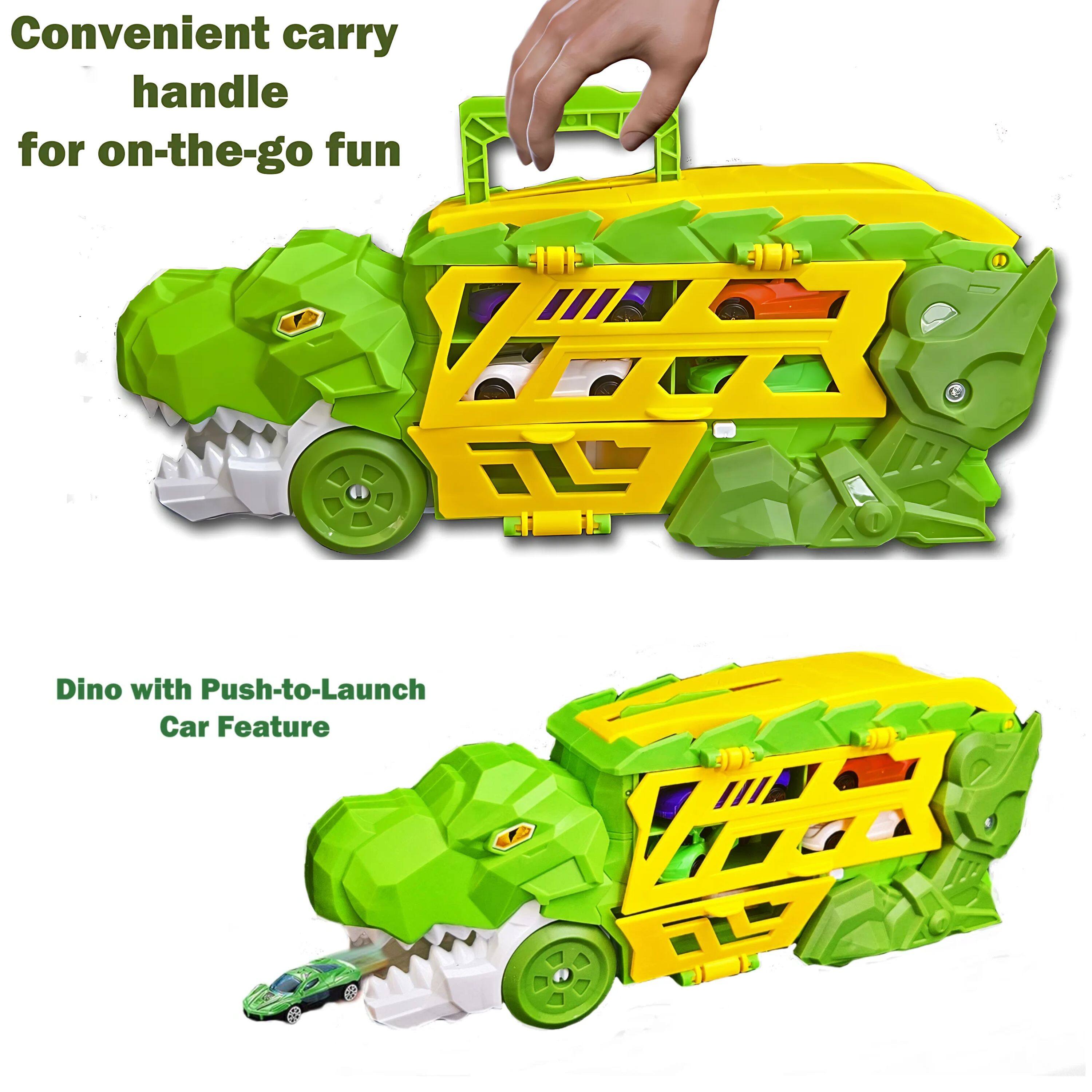 Convenient carry handle for on-the-go fun

Dino with Push-to-Launch Car Feature