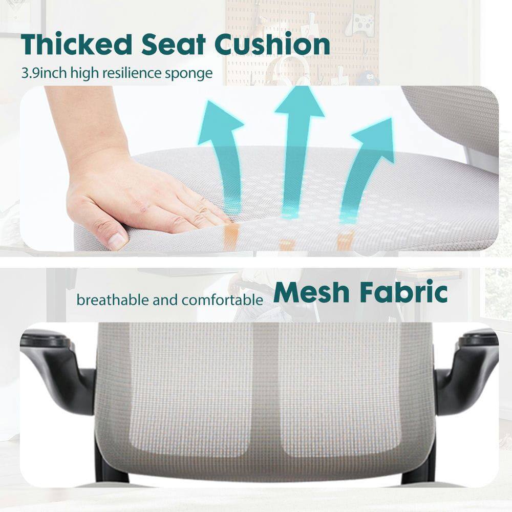 Thicked Seat Cushion  
3.9 inch high resilience sponge  

Mesh Fabric  
breathable and comfortable