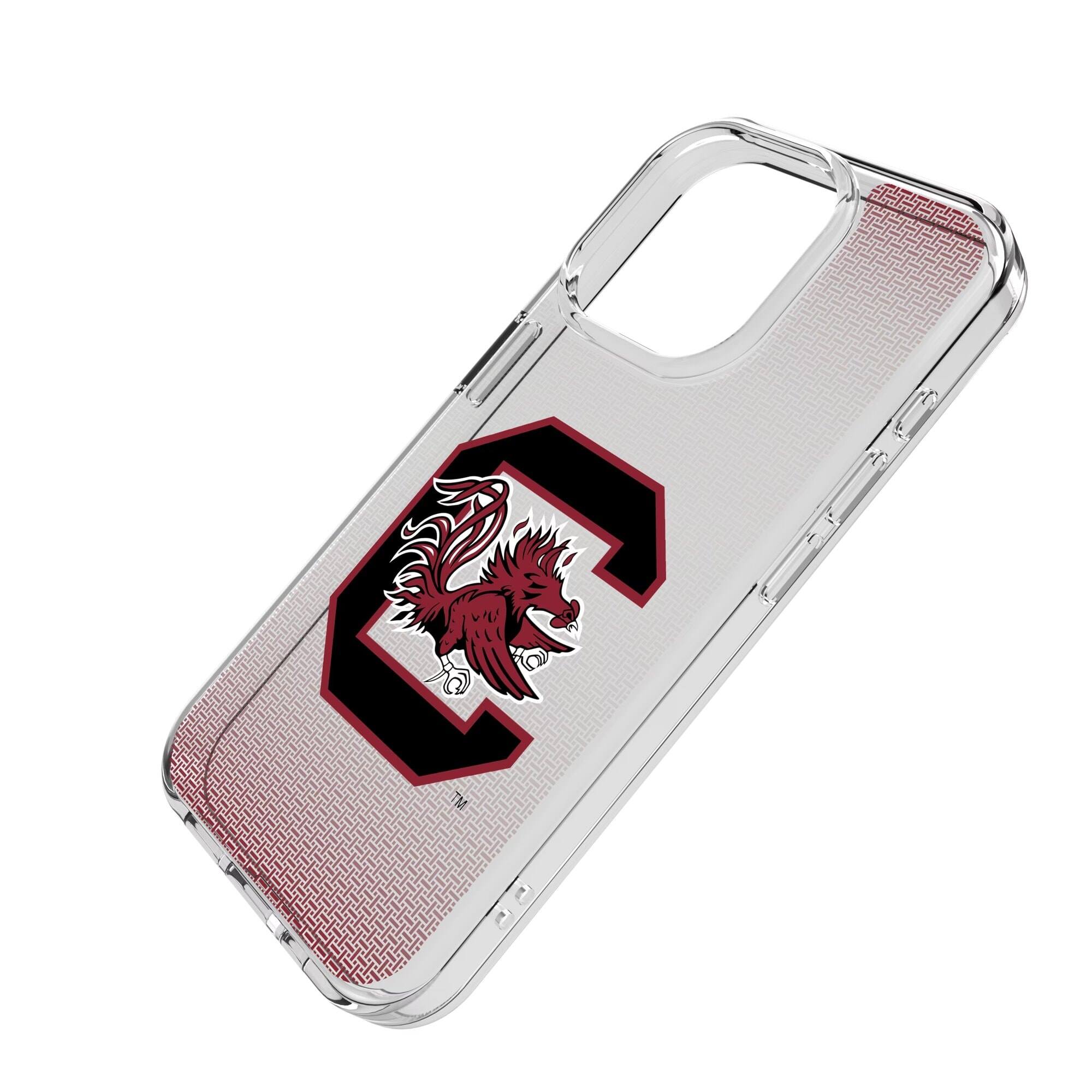 Alt View 1. Keyscaper - South Carolina Gamecocks Linen Logo iPhone Clear Case - 14 - Multicolor.