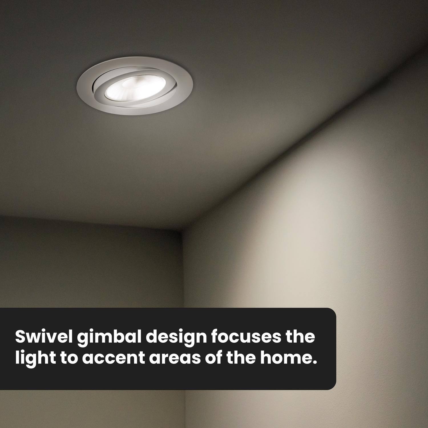 Swivel gimbal design focuses the light to accent areas of the home.