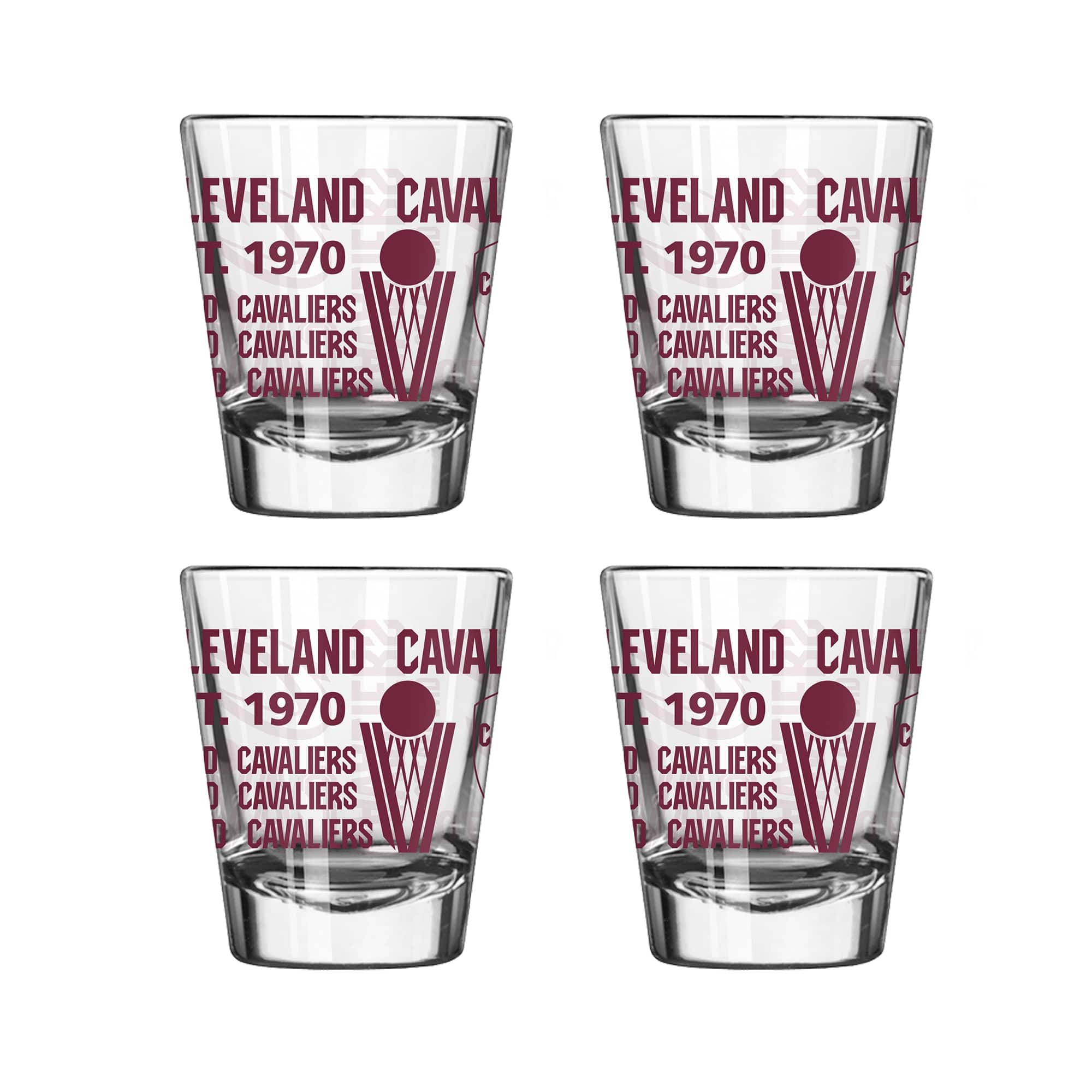 Logo Brands - Cleveland Cavaliers 4-Pack 2oz. Shot Glass Set - Multicolor