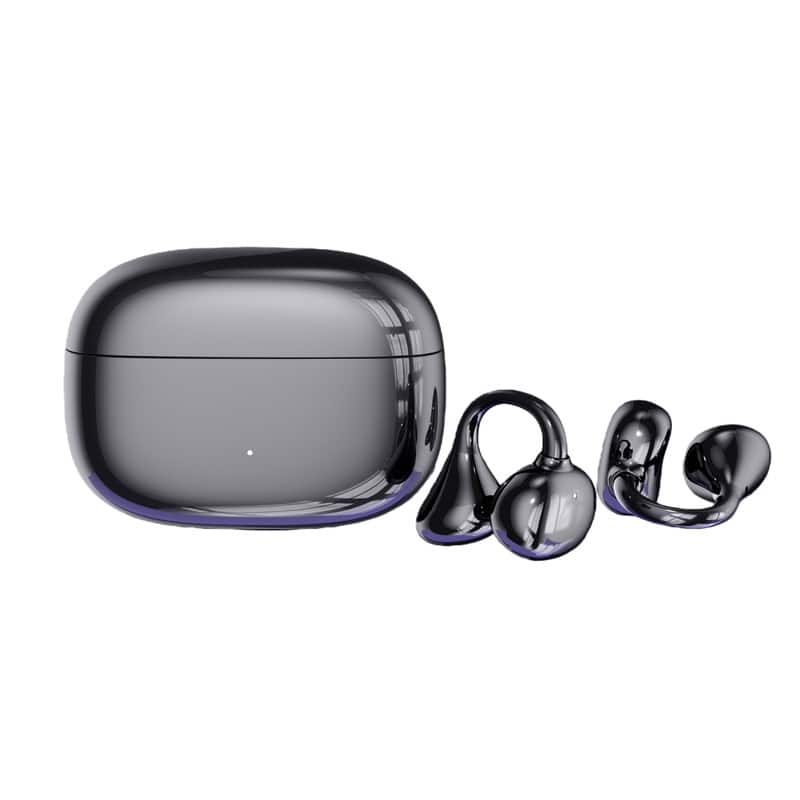 RISOKEYS - Wireless Clip-On Bluetooth Earbuds, 40H Playtime Waterproof, HD Calls for Running Commuting & Athletes - Black