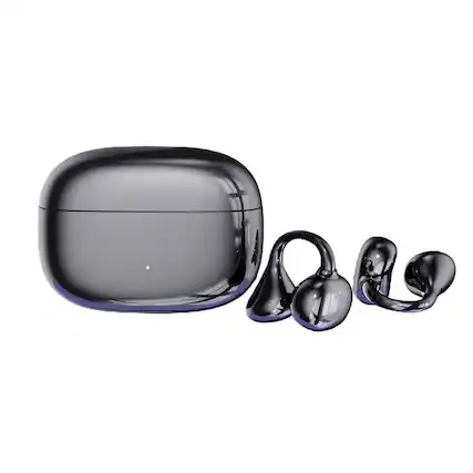 Front. RISOKEYS - Wireless Clip-On Bluetooth Earbuds, 40H Playtime Waterproof, HD Calls for Running Commuting & Athletes - Black.