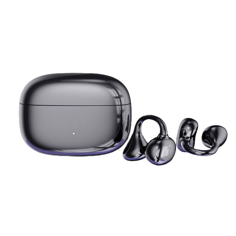 Front. RISOKEYS - Wireless Clip-On Bluetooth Earbuds, 40H Playtime Waterproof, HD Calls for Running Commuting & Athletes - Black.