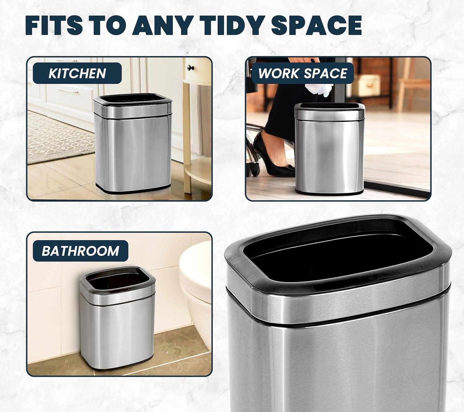 FITS TO ANY TIDY SPACE

KITCHEN

WORK SPACE

BATHROOM
