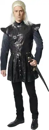 Front. Costume Culture by Franco - Ancient Prince Tunic Adult Costume | X-Large - Grey.