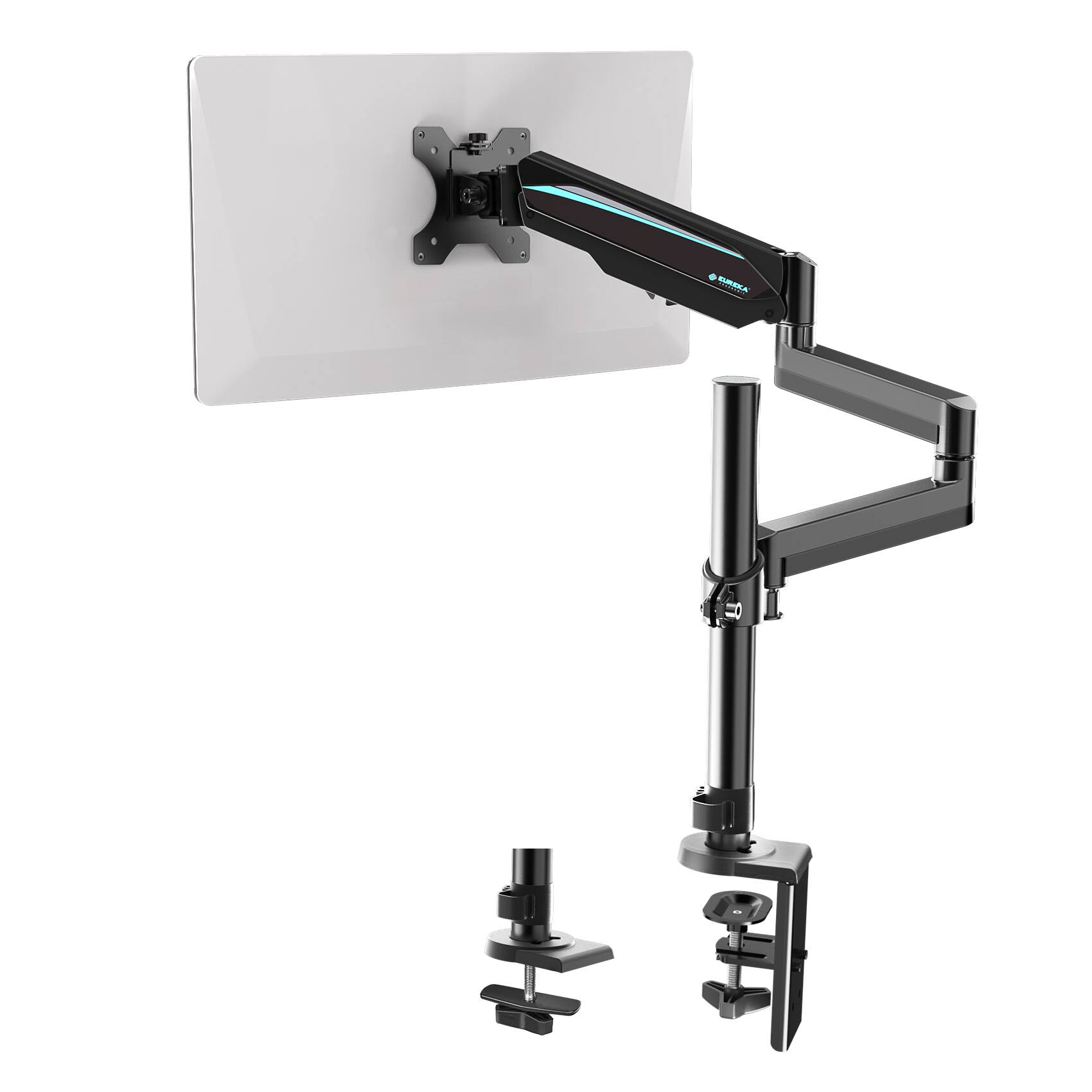 Angle. Eureka Ergonomic - Adjustable Gas Spring Single Monitor Desk Mount for Screens 13"-32" - Black.
