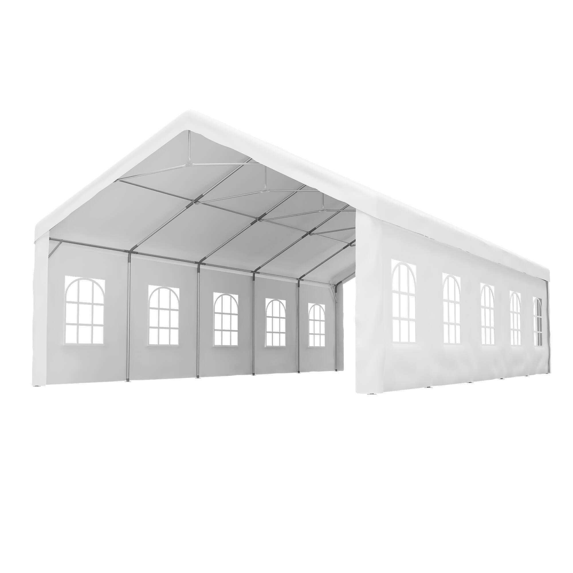 Alt View 7. Mondawe - 16x32 FT Carport Canopy, Portable Metal Carport Garage with Removable Waterproof Cover & Sidewalls - White.