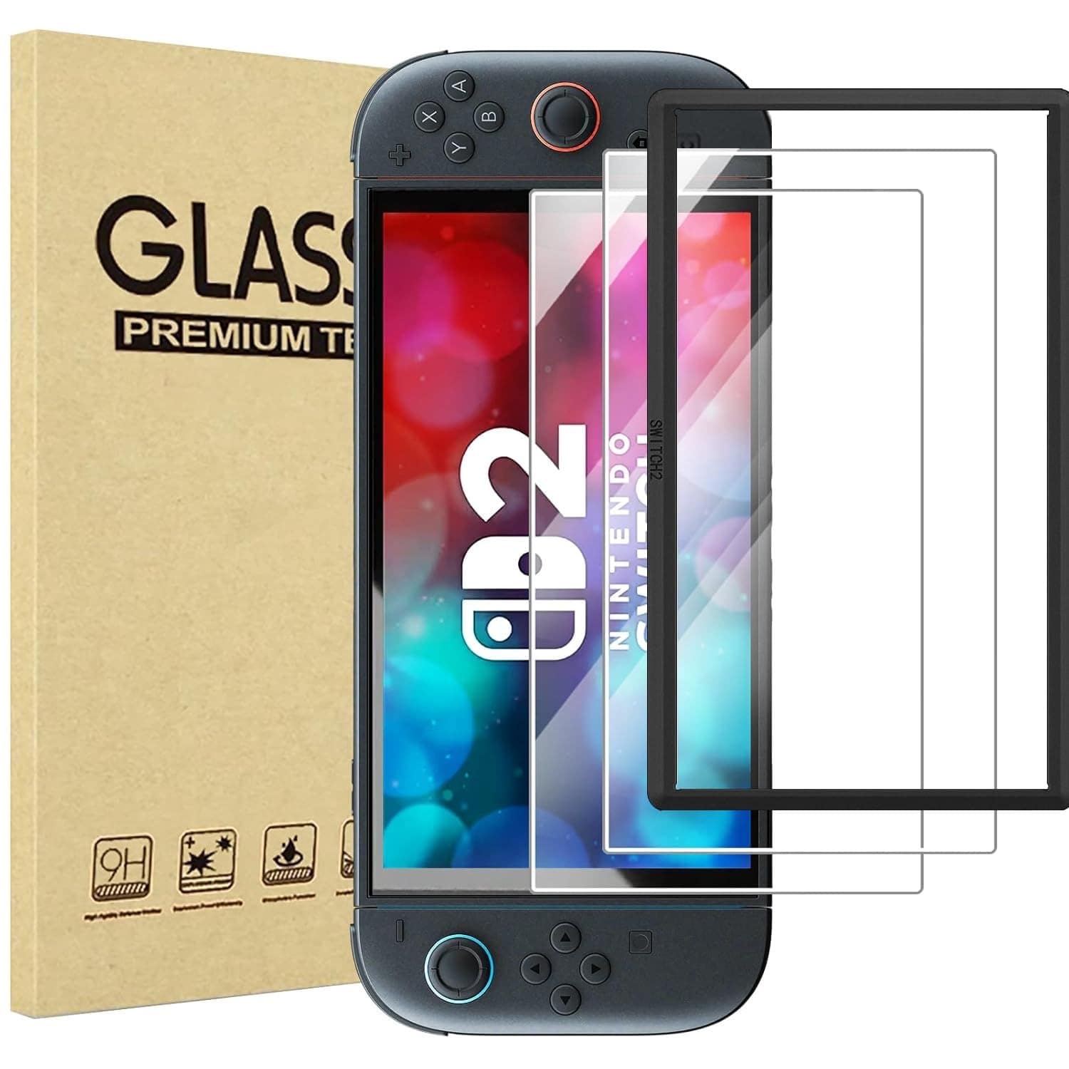 PARKER SLATER - 2 Pack Screen Protector for Nintendo Switch 2 2025, 7.9 Inch Tempered Glass, Transparent HD Clear, Scratch Resistant