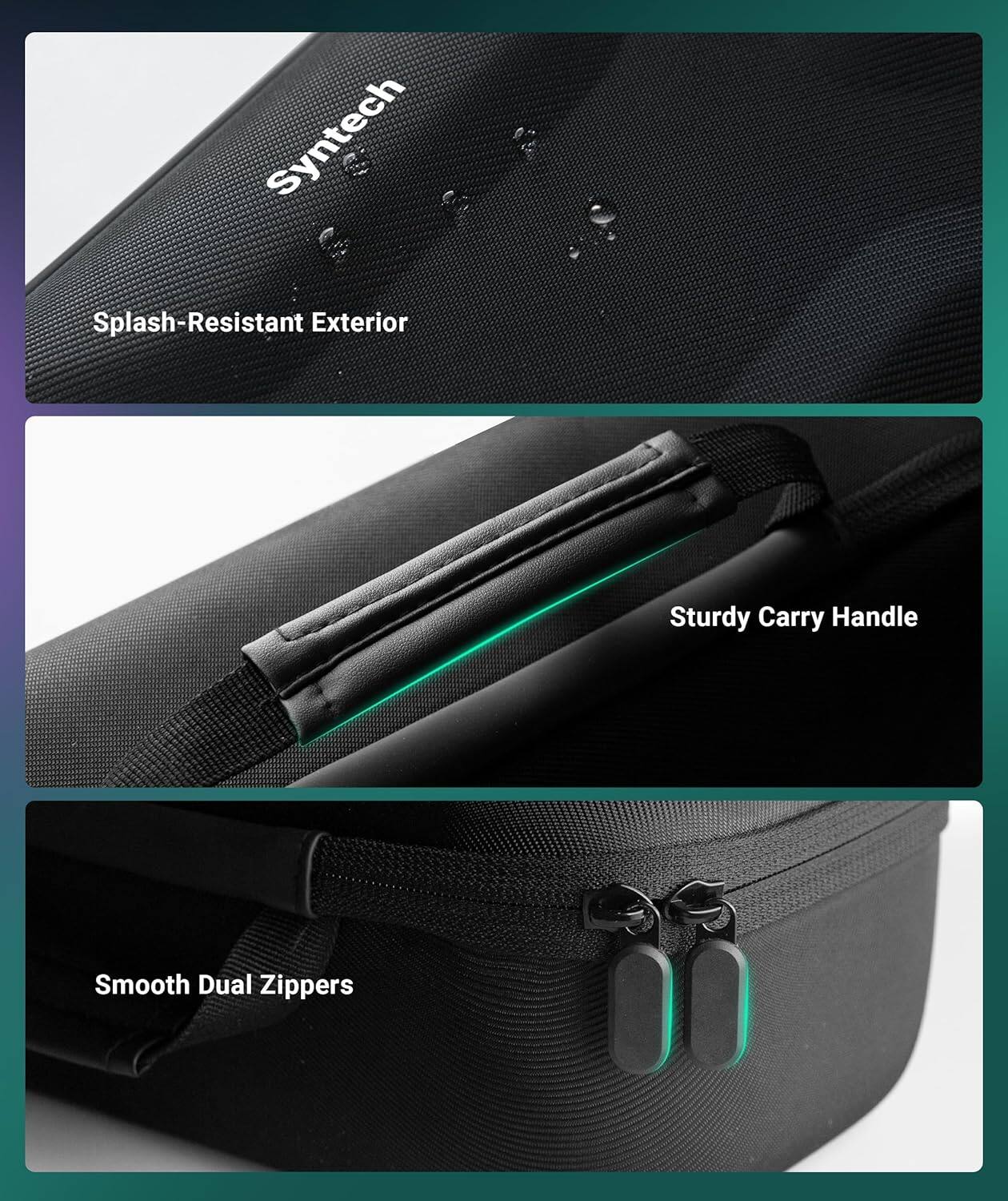 - Splash-Resistant Exterior
- Sturdy Carry Handle
- Smooth Dual Zippers