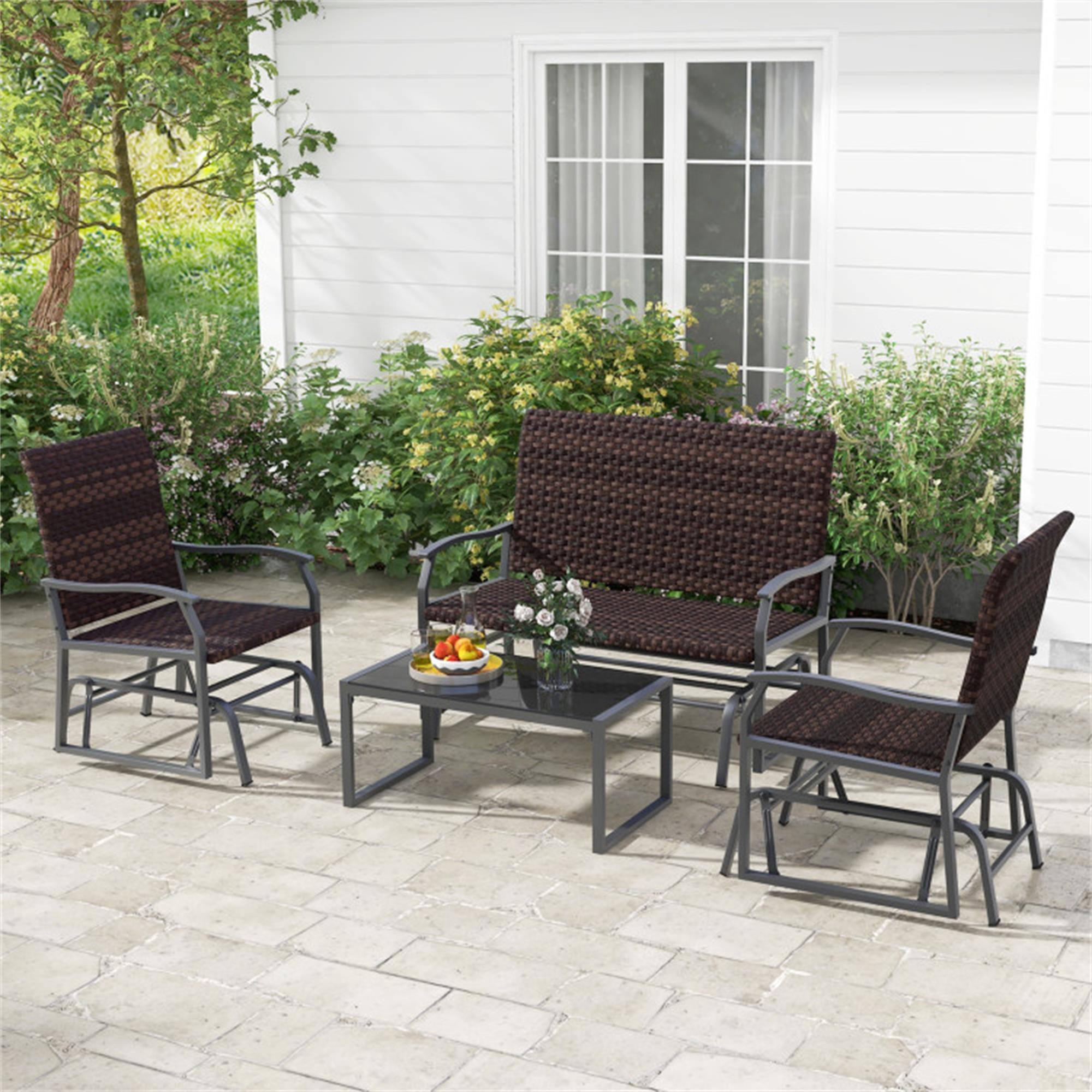Alt View 2. Boyel Living - Brown 4 Piece Patio Gliding Set 370-in W x 470-in D x 250-in H - Brown.